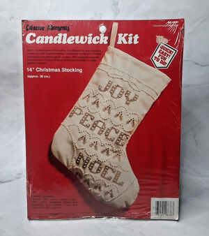 Vtg Paragon Creative Moments Candlewick Stocking Kit Christmas Greetings 8638